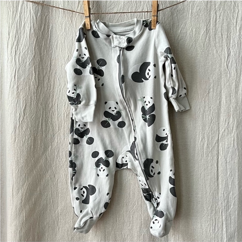 Carter's Gray Panda Footie One Piece